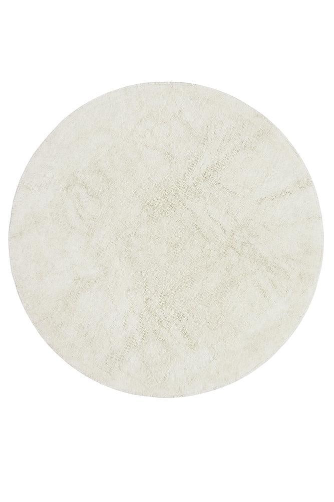 Round Natural Washable Wool Rug