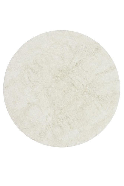 Round Natural Washable Wool Rug