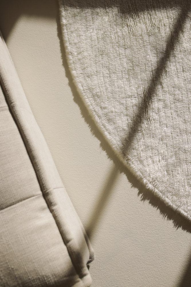Round Natural Washable Wool Rug