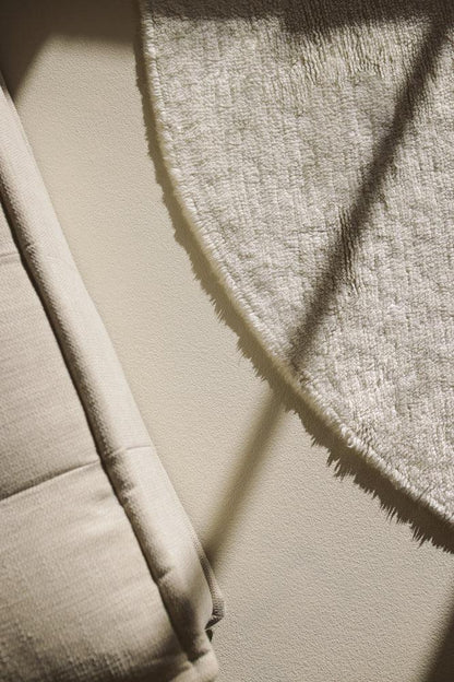 Round Natural Washable Wool Rug